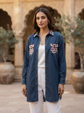 Embellished Denim Tunic Shirt Dress