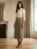 Khaki Checkered Wrap Skirt