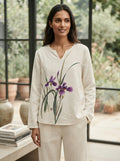 Off White  Floral Print Relaxed Fit Top