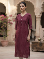Maroon Printed Cotton Kurti