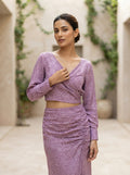 Women's Lavender Abstract Print Casual Top