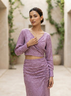 Women's Lavender Abstract Print Casual Top