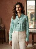 Sea Green Printed Casual Shirt