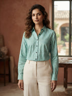 Sea Green Printed Casual Shirt