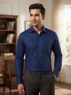 Men's Navy Solid Regular Fit Casual Shirt