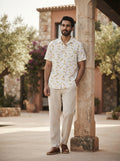 White Banana Print Casual Half Sleeve Shirt