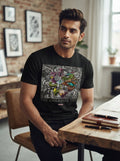 Creative Type - Block printed creative art round neck black tshirt