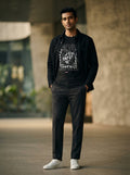 Confused - Textual Casual Black Tee Round neck