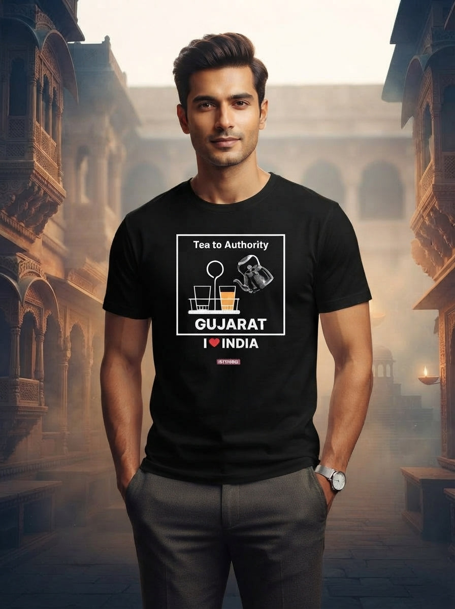 I love Gujarat - Styched in India Graphic T-Shirt Black Color