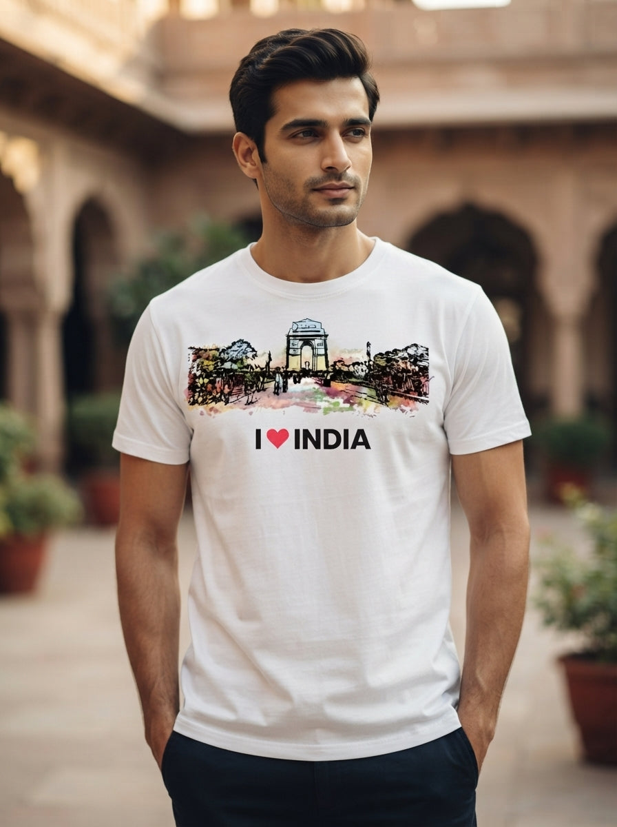 India Gate - Styched in India Graphic T-Shirt White Color