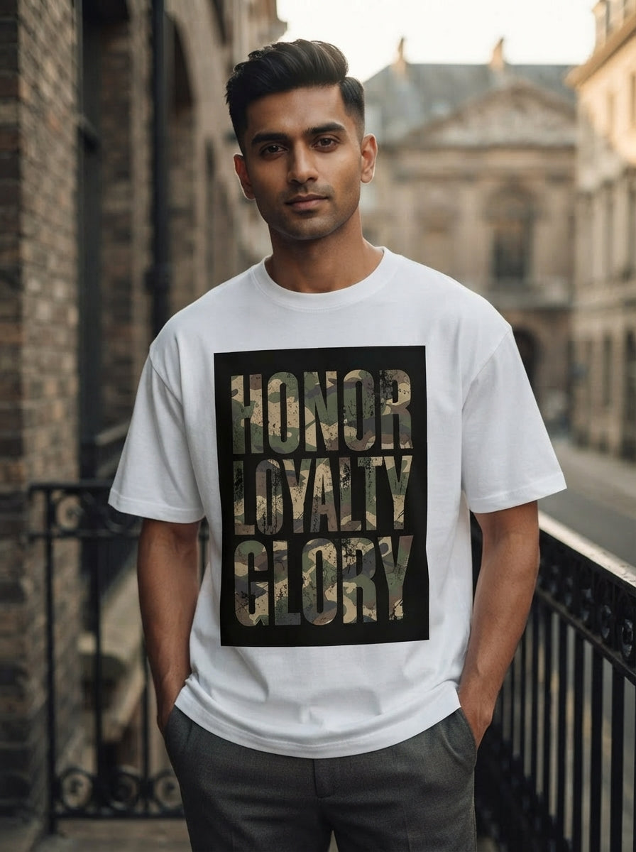 Honor Loyalty White Oversized Tee