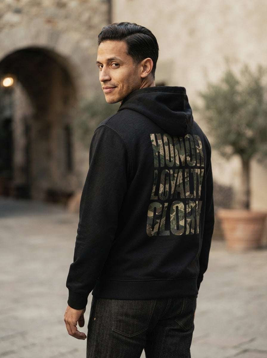 Honor Loyalty Black Zip Hoodie