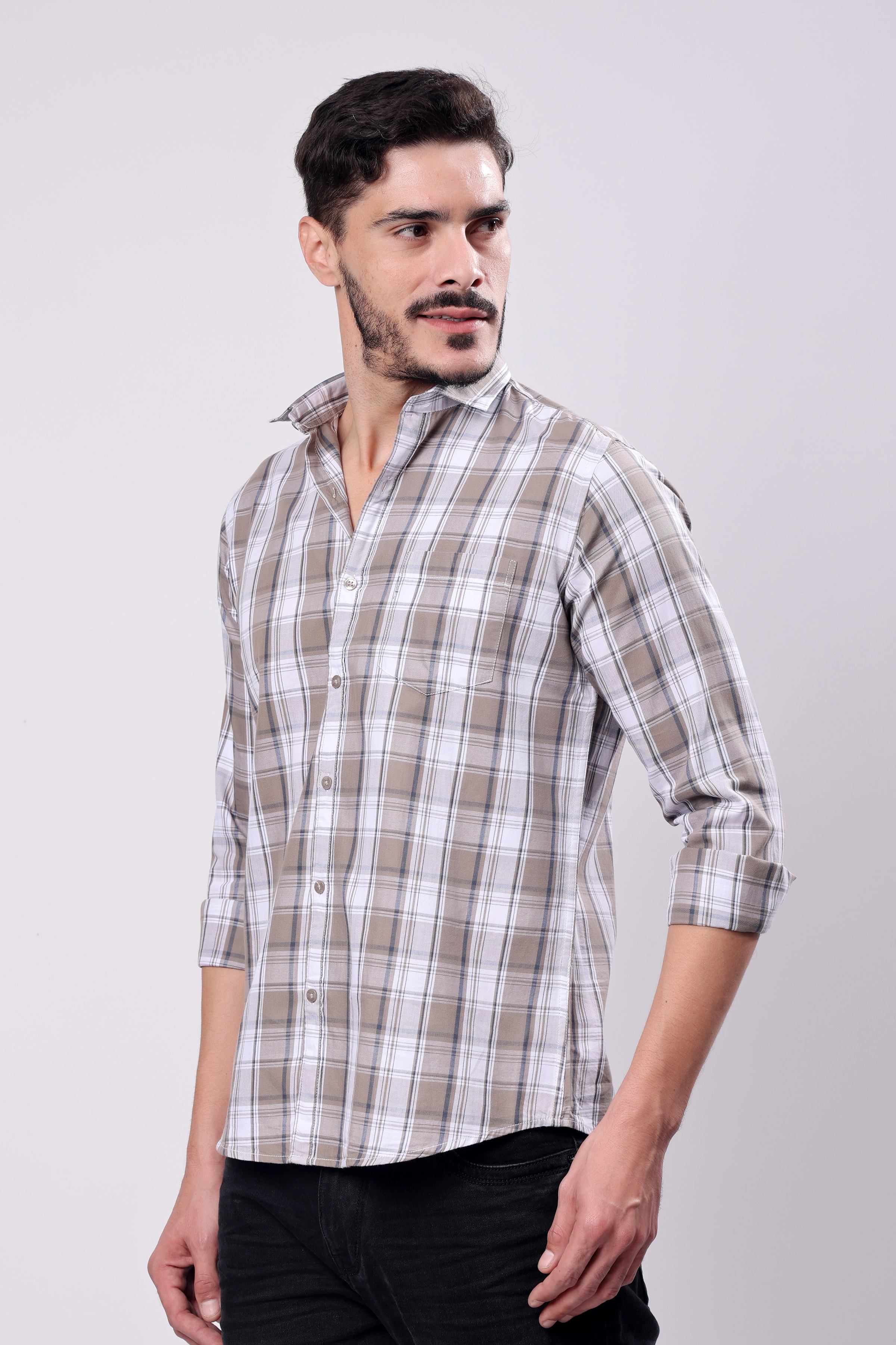 Stylox Regular Fit Full Sleeve Check Casual Shirt For Men's
