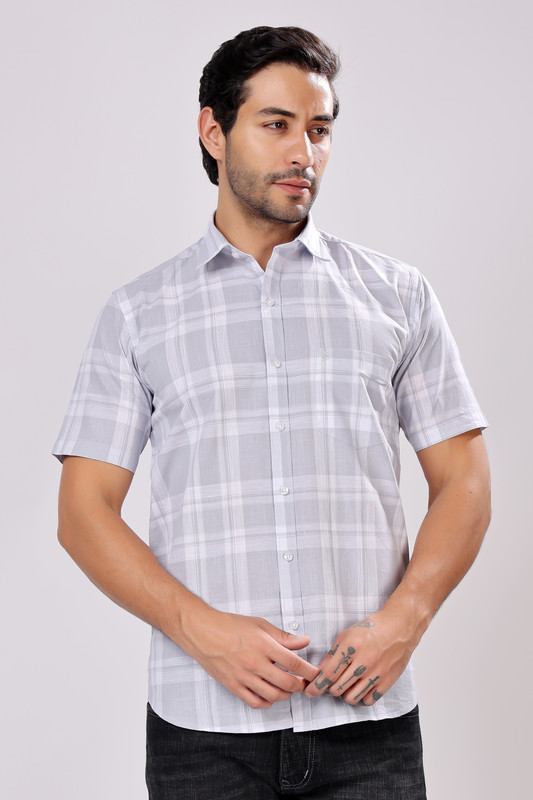 Stylox Men's Regular Fit Half Sleeve Casual Check Shirt