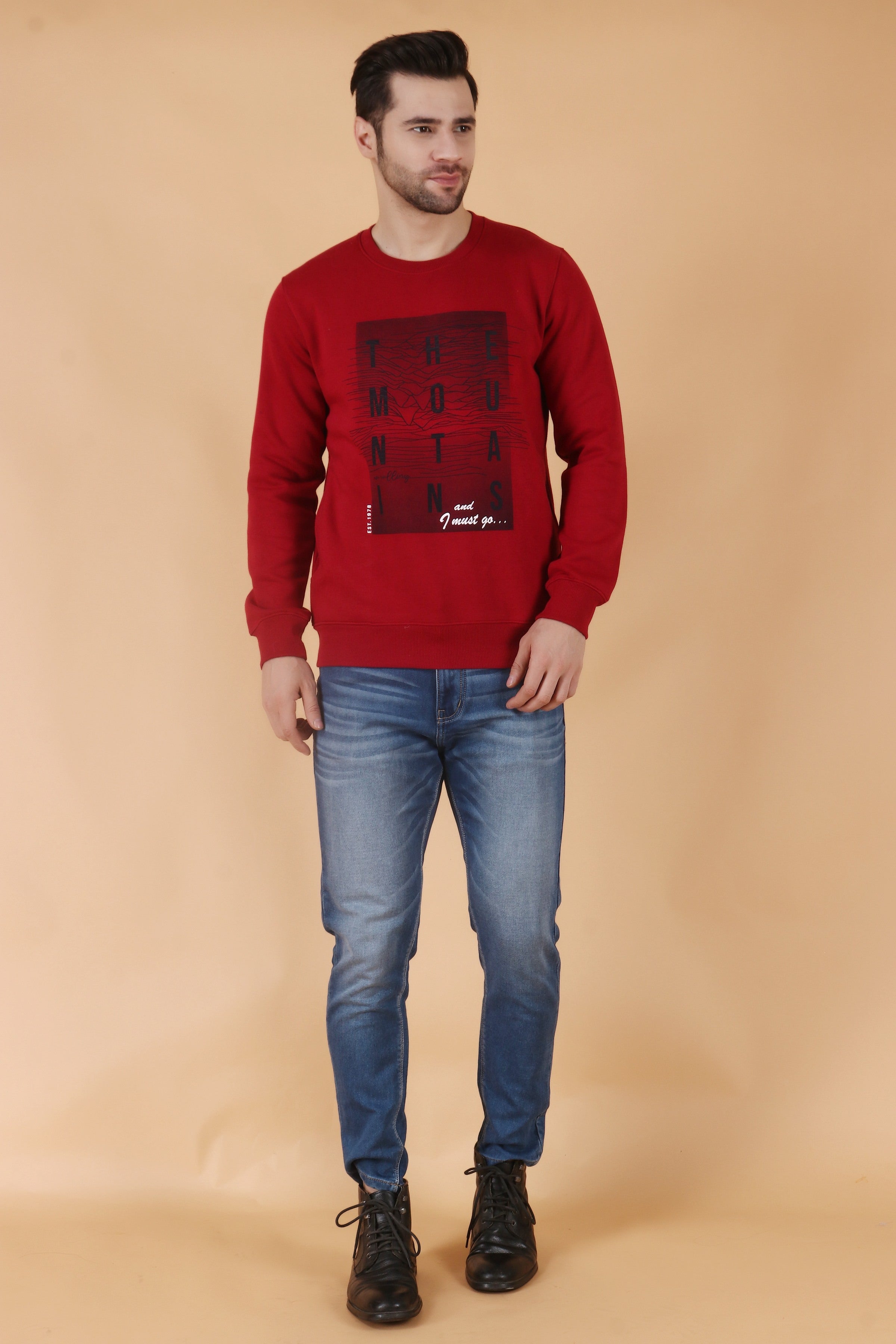 Stylox Regular Fit Round Neck Full Sleeve Printed Sweatshirt for Men's