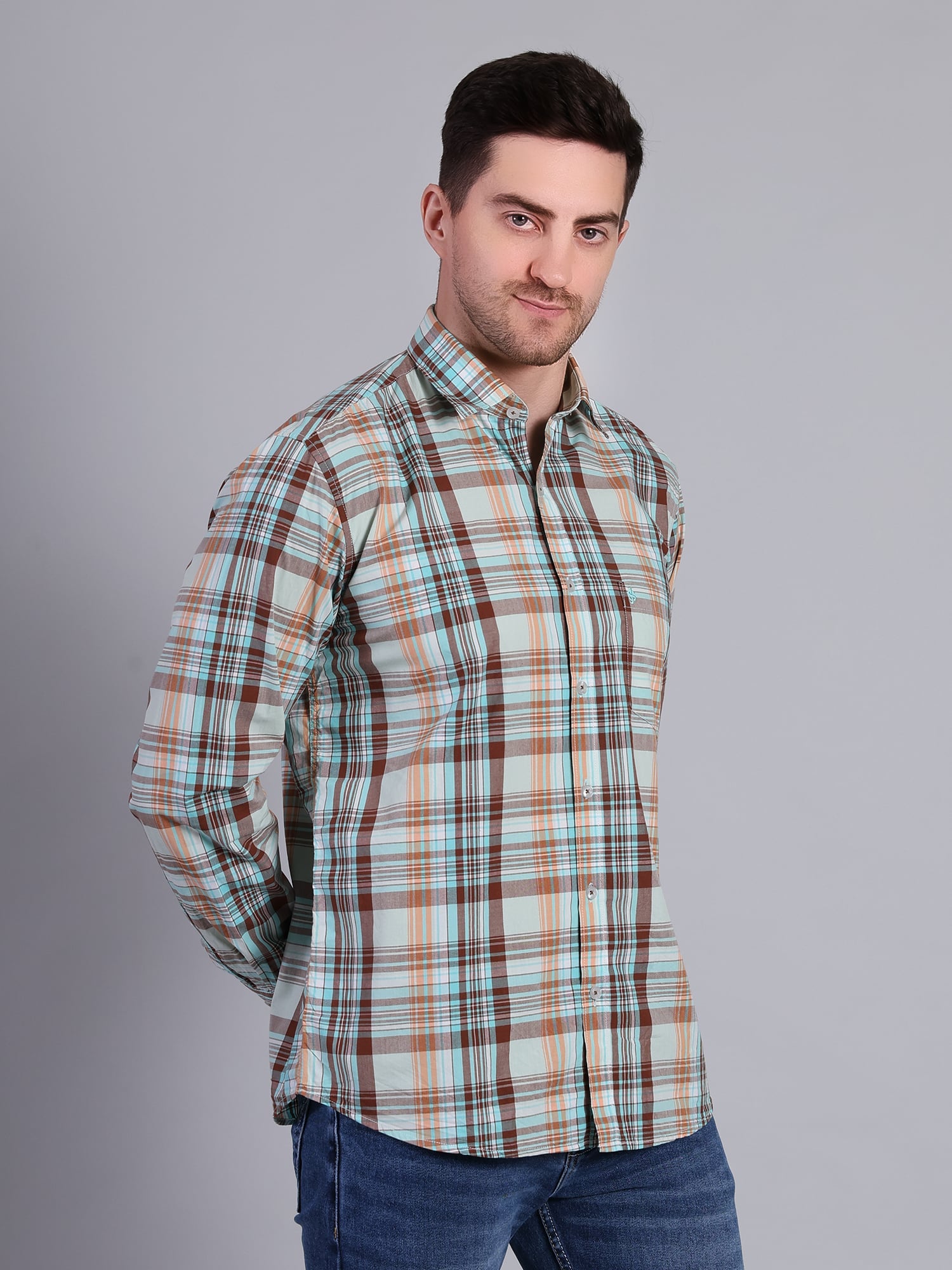 Stylox Regular Fit Full Sleeve Check Casual Shirt For Men's