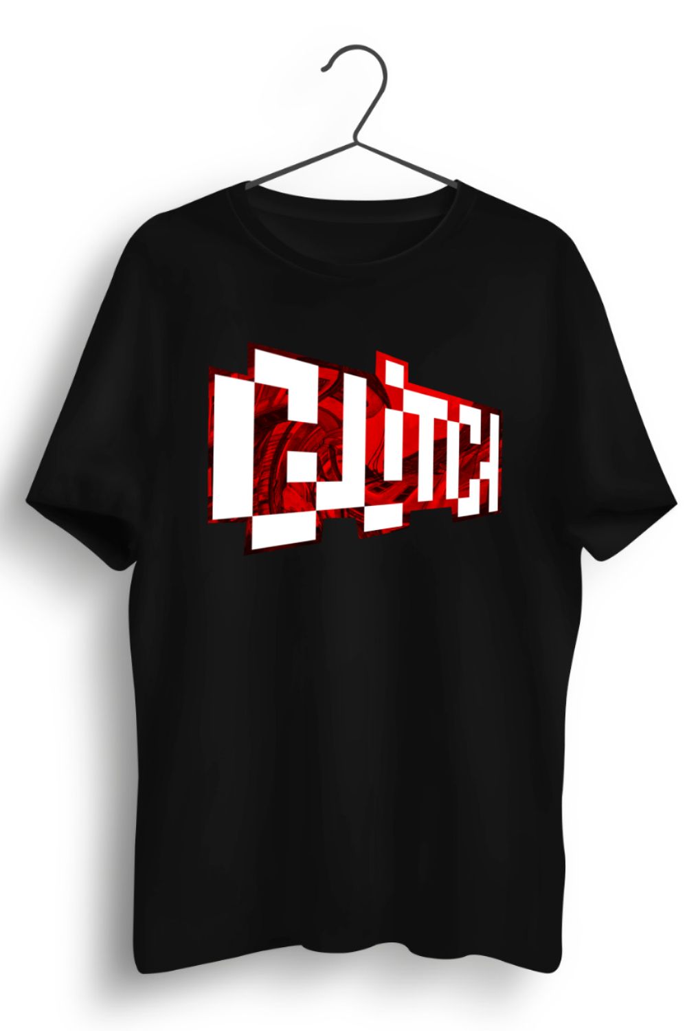 Glitch 3D Printed Graphic Black Tshirt