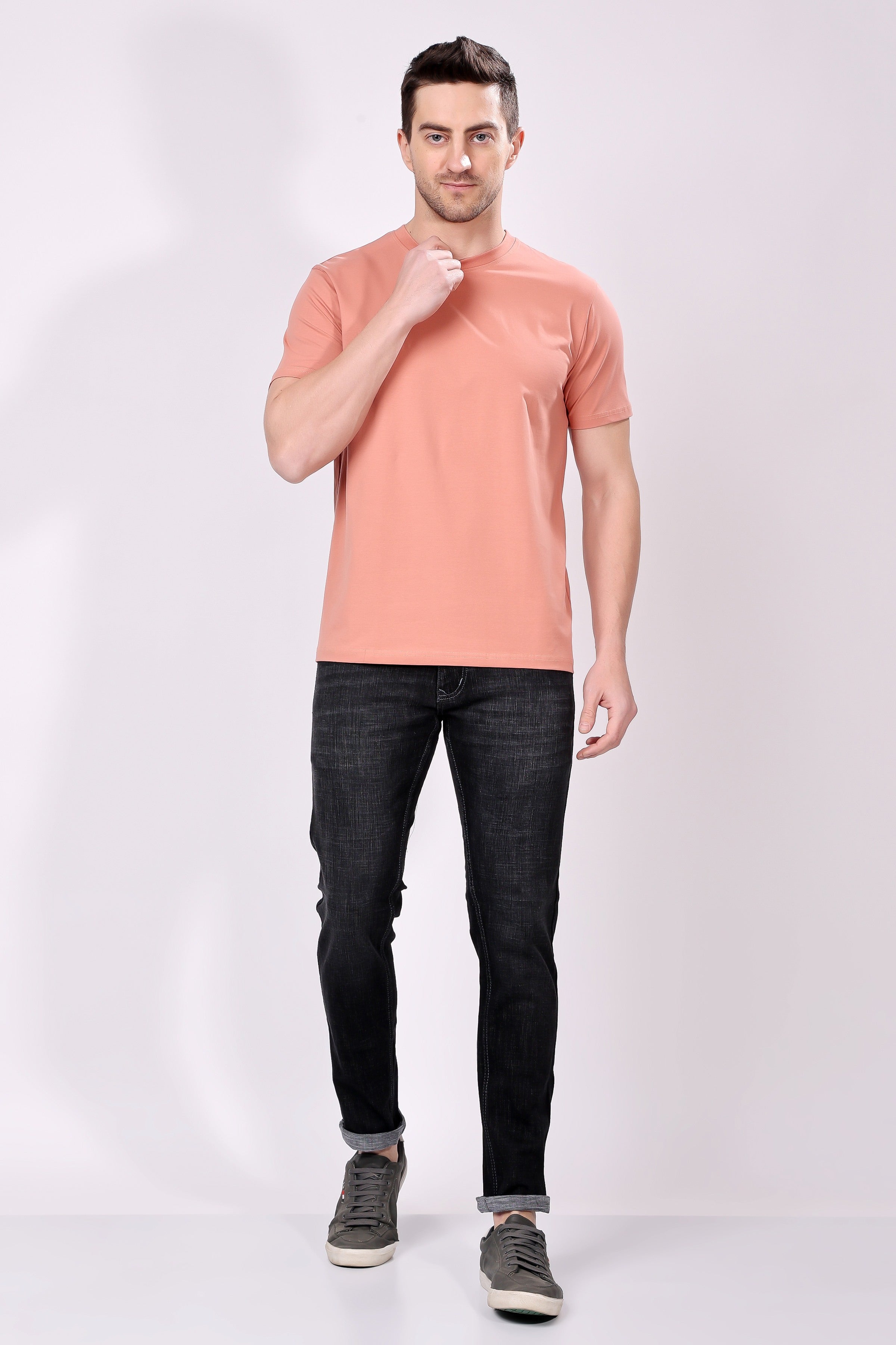 Stylox Men's Round Neck Half Sleeve Solid Casual T-Shirt