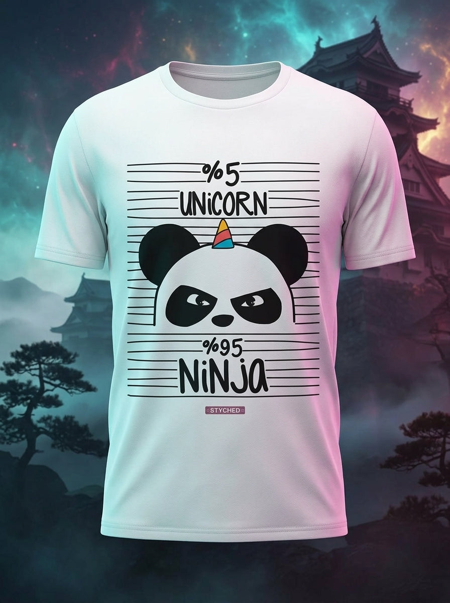 5% Unicorn 95% Ninja - Cool Graphic T-Shirt White