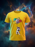 Astronaut And Planets Graphic Printed Yellow Tshirt