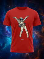Astronaut dancing - Cool graphic round neck Red T-Shirt