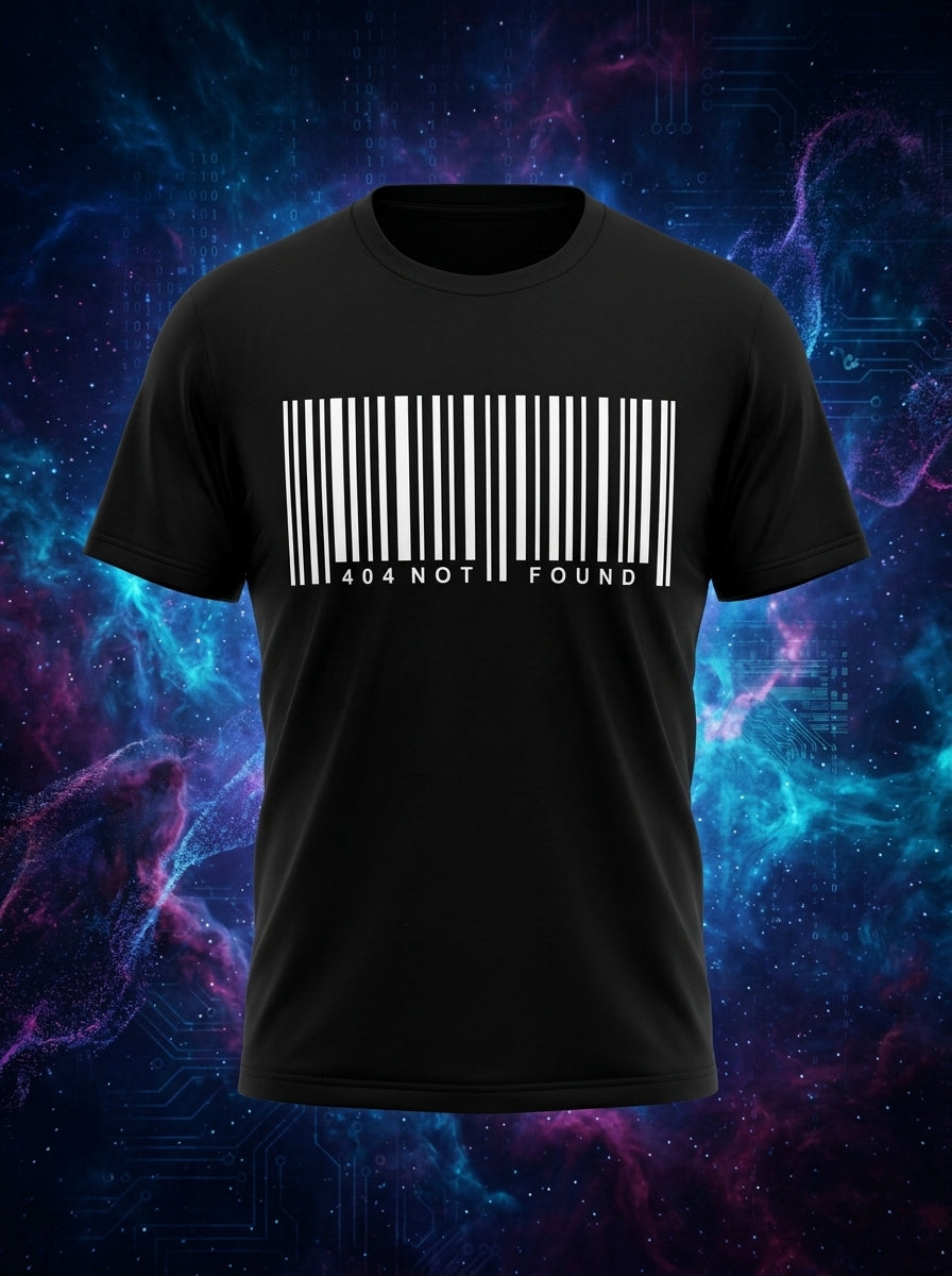 Barcode Graphic Printed Black Tshirt