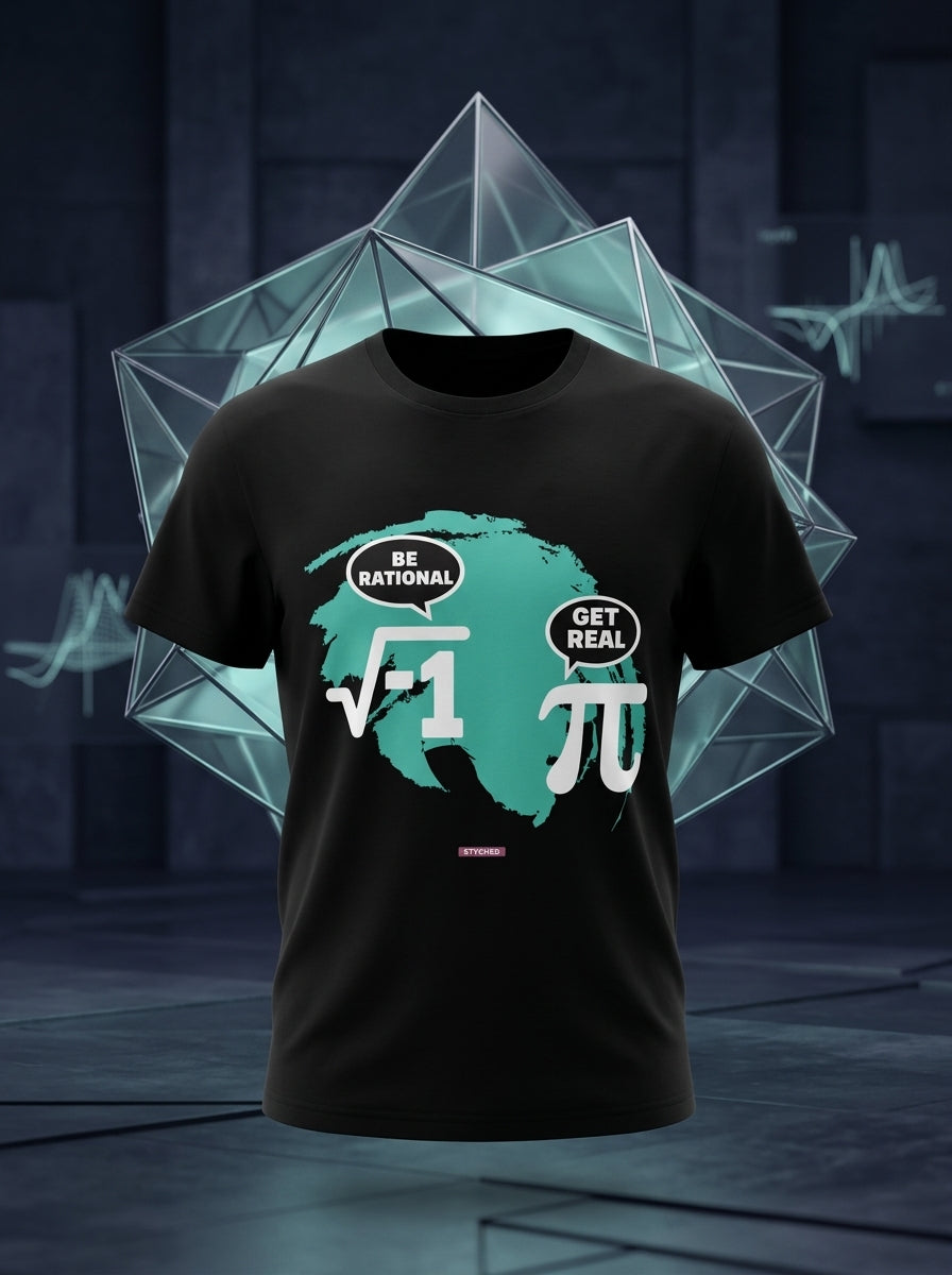 Be Rational. Get Real - Quirky Graphic T-Shirt Black Color