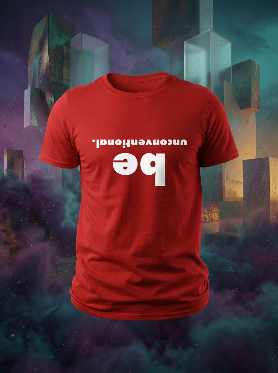 Be Unconventional - Casual Graphic Printed Red Cotton T-Shirt
