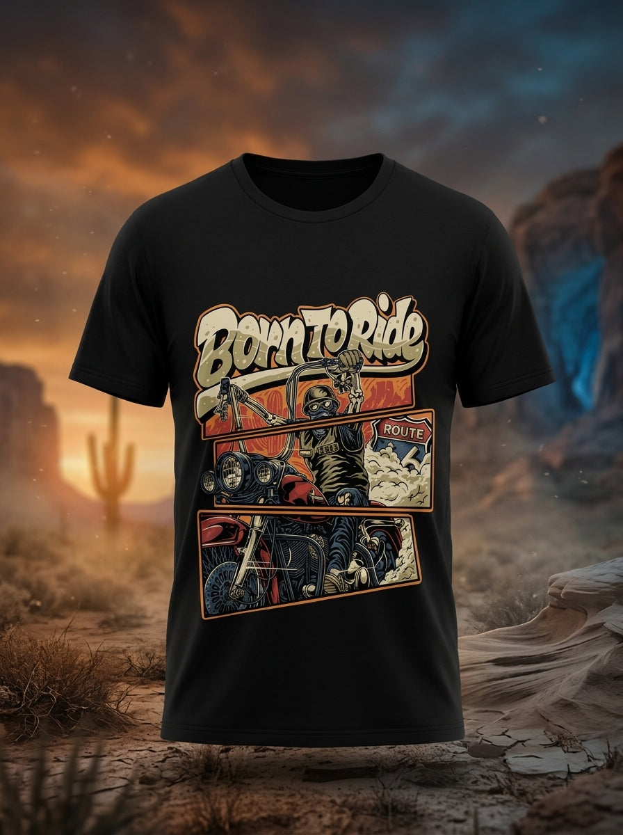 Born To Ride Graphic Printed Black Tshirt