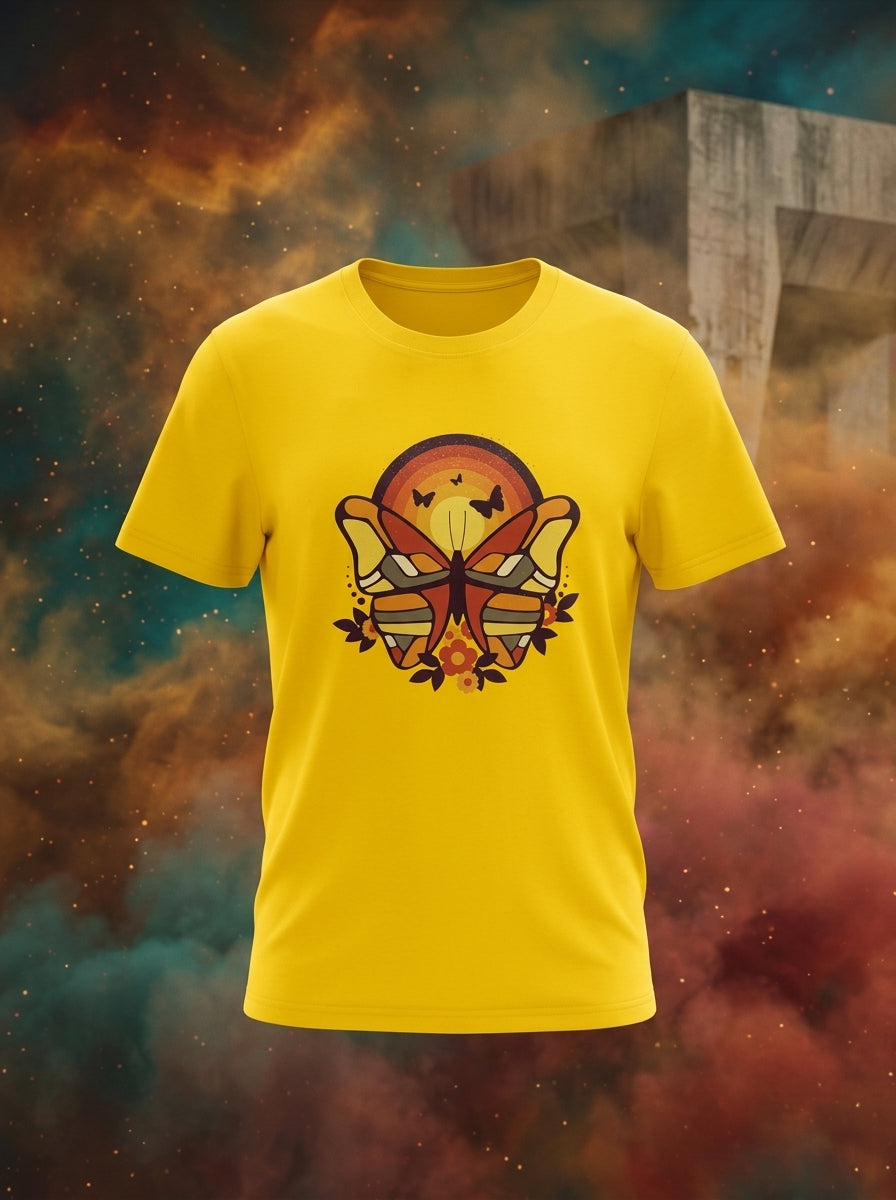 Butterfly Graphic Printed Yellow Tshirt