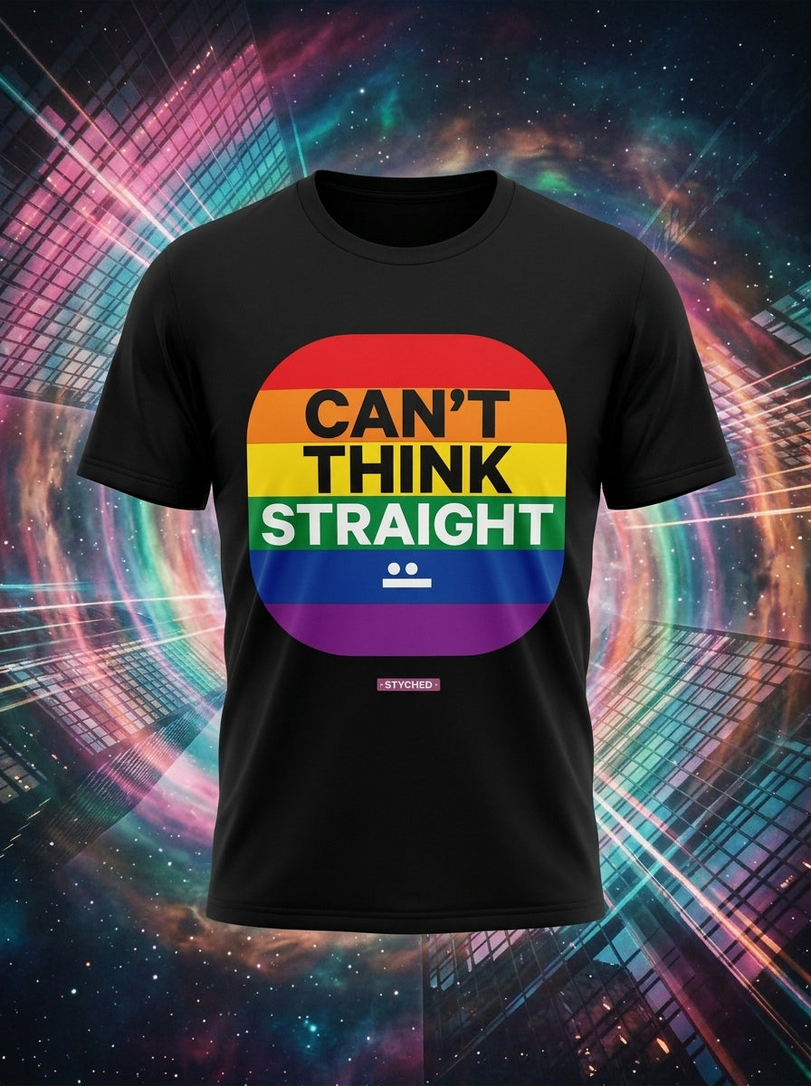 Cannot think straight when the times are confusing - Quirky Graphic T-Shirt Black Color