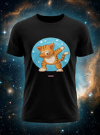Cat showing off Dab Dance moves - Quirky Graphic T-Shirt Black Color