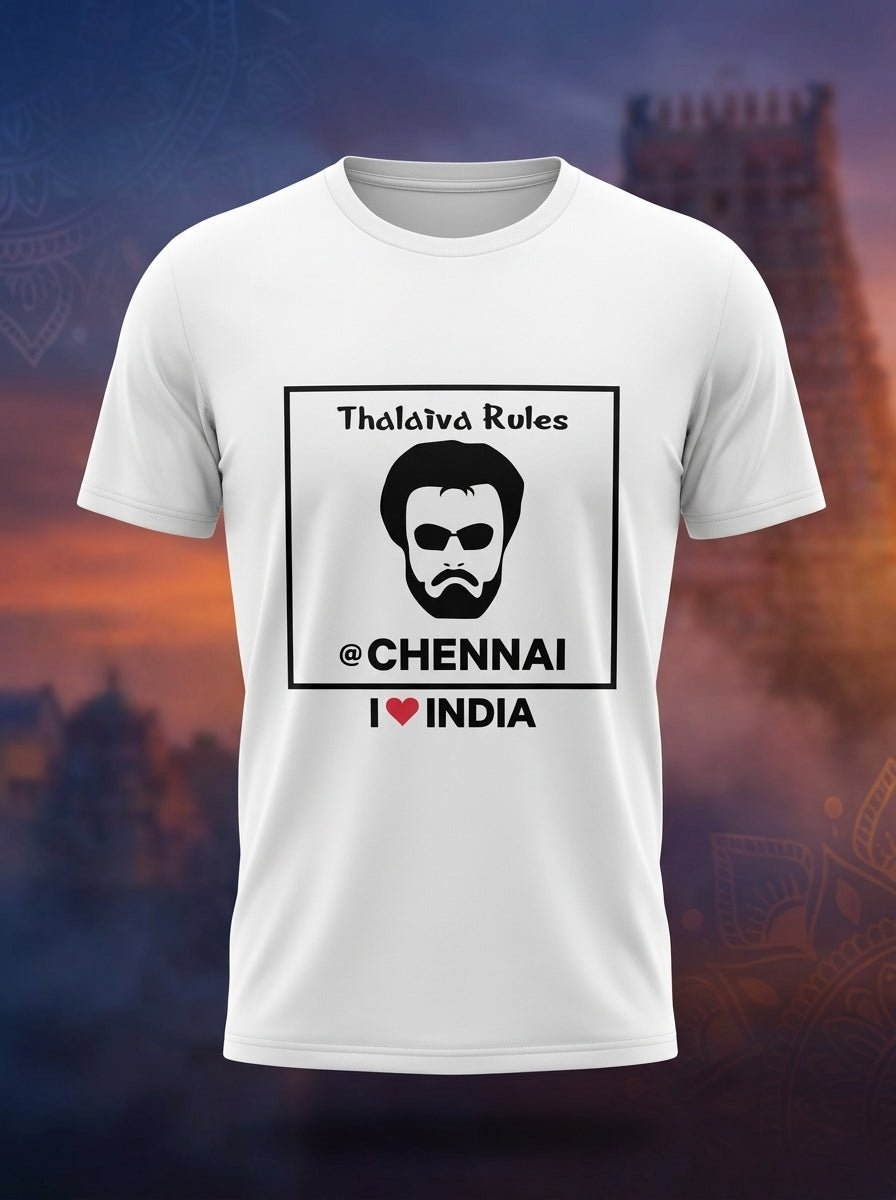 Chennai Thalaiva - Styched in India Graphic T-Shirt White Color