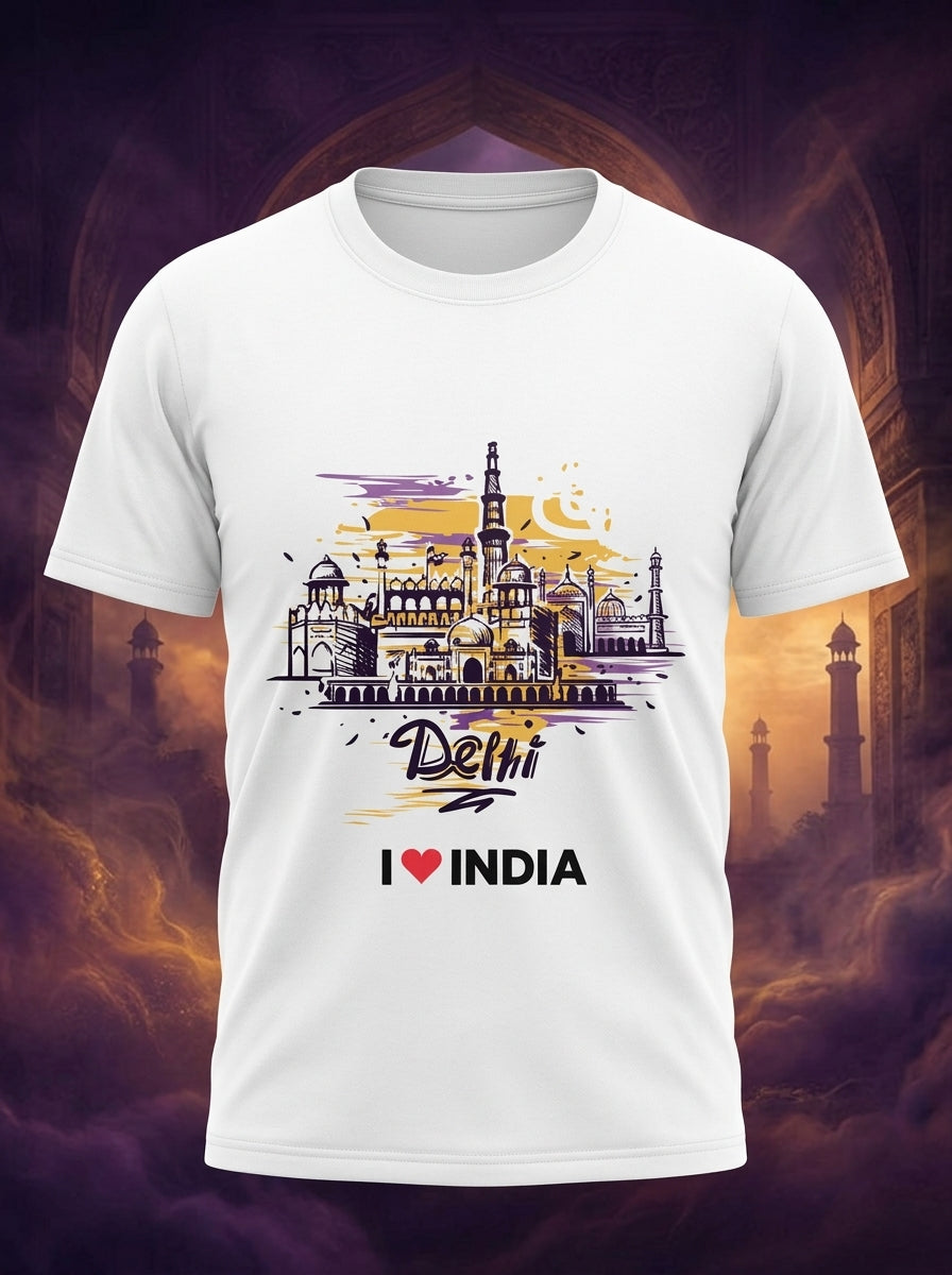 Delhi - Styched in India Graphic T-Shirt White Color