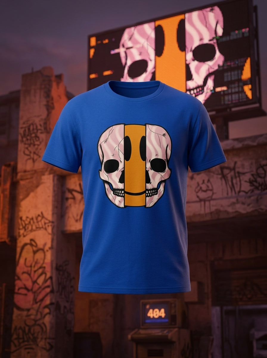 Dis Skull Graphic Printed Blue Tshirt
