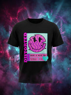 Distorted Graphic Printed Black Tshirt
