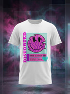 Distorted Graphic Printed White Tshirt