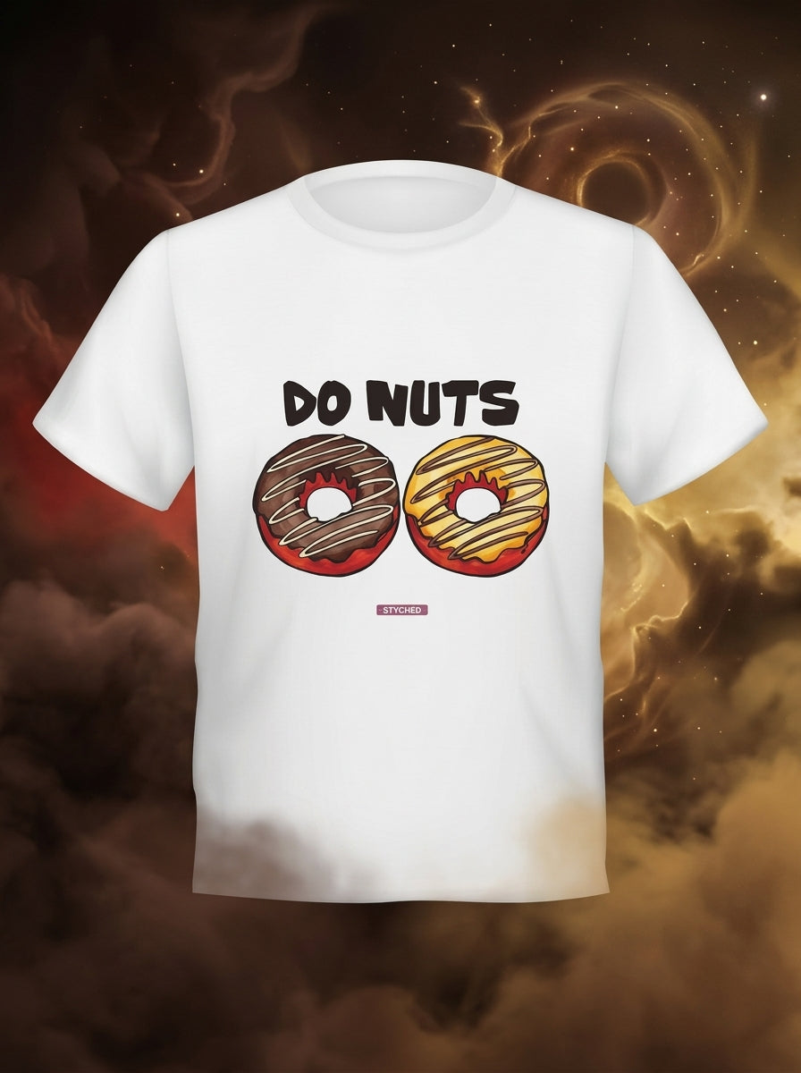 Do (Two) Nuts - Quirky Graphic T-Shirt White Color