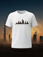 Dubai Skyline Graphic Printed White Tshirt