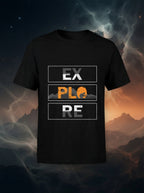 Explore Graphic Printed Black Tshirt