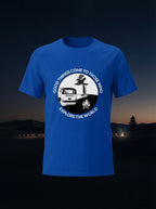 Explore The World Graphic Printed Blue Tshirt