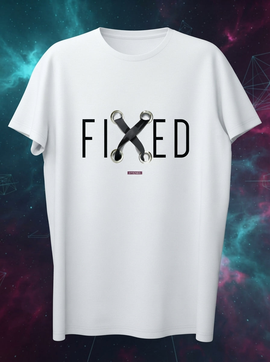 Fixed - White Tee with 3D illusion Casual round neck tshirt