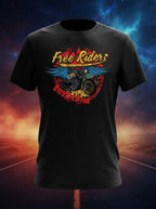 Free Riders - Biker Gang Retro Printed Black Tee