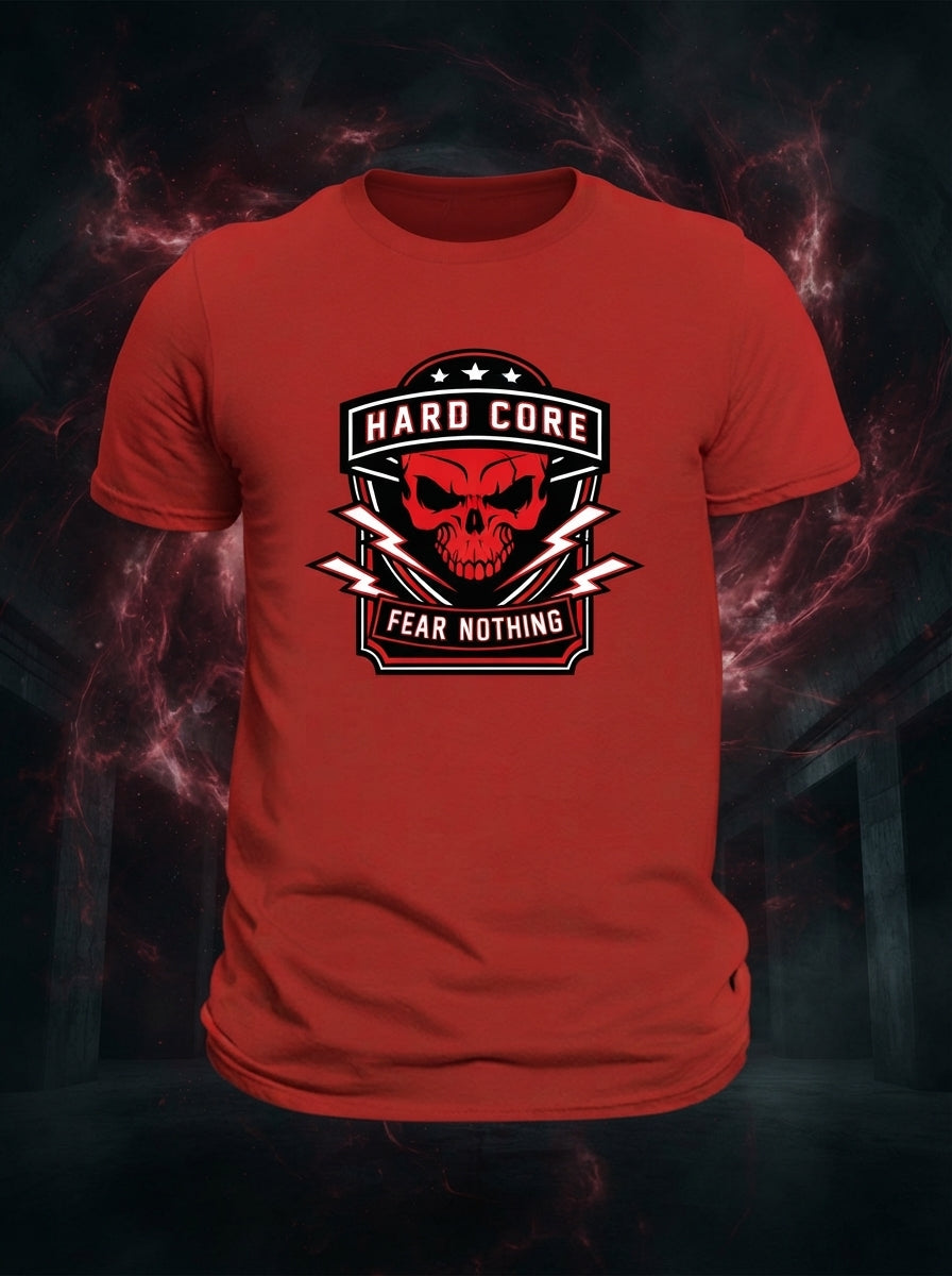 Hard Core Fear Nothing - Dare Red T-Shirt Printed