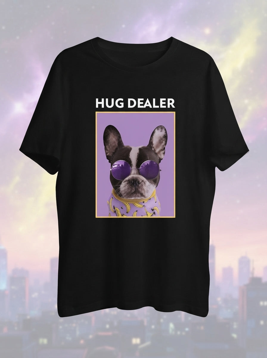 Hug Dealer Graphic Printed Black Tshirt