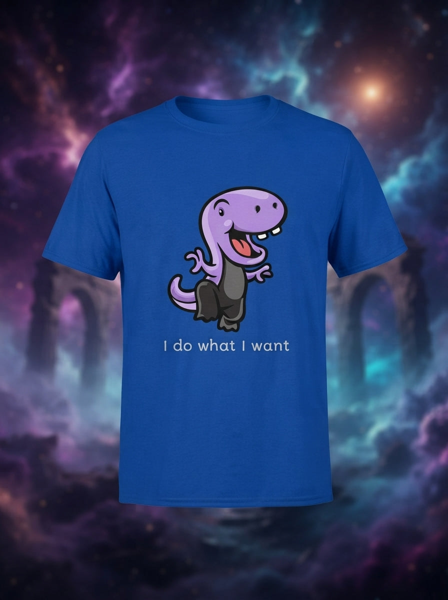 I Do What I Want Graphic Printed Blue Tshirt