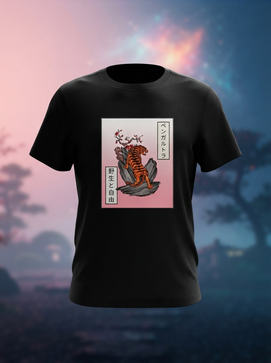 Japanese Tattoo Graphic Printed Black Tshirt