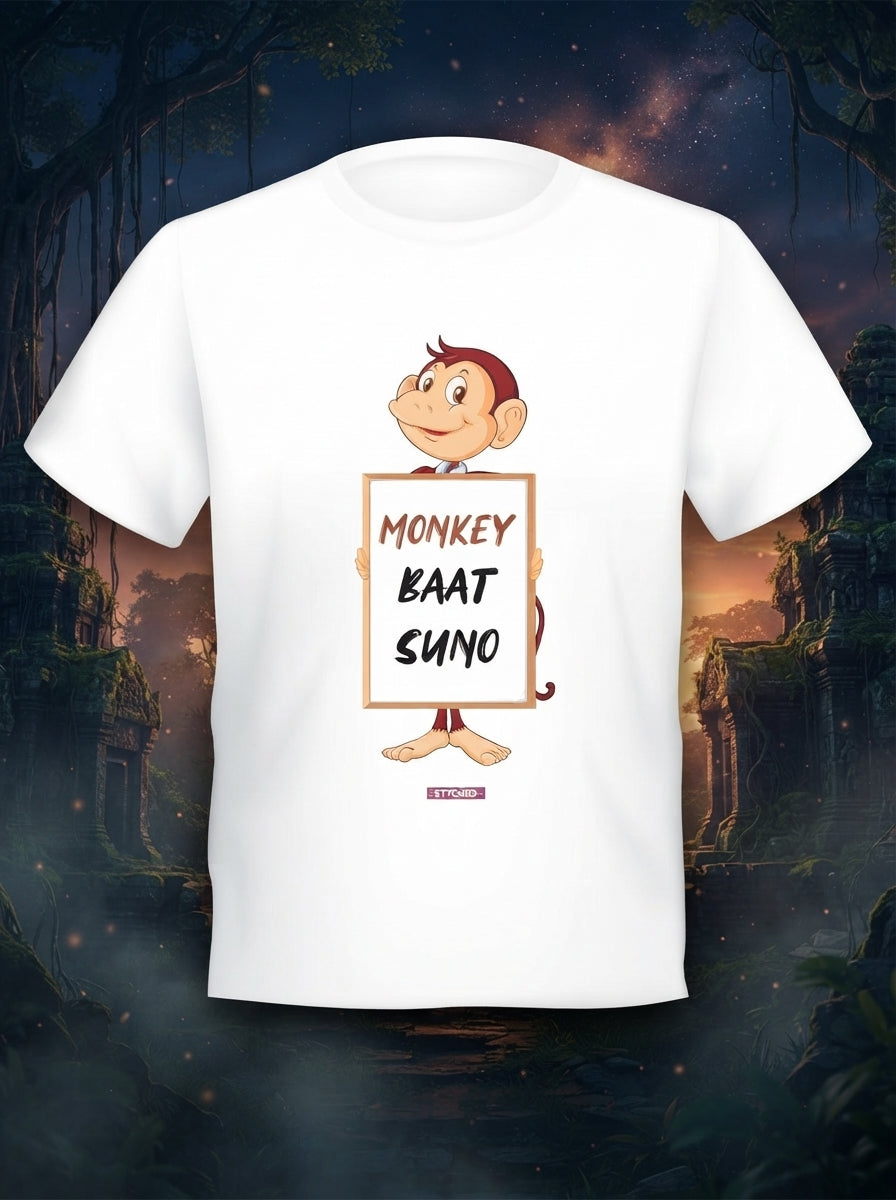 Mann Ki Baat Suno - Quirky Graphic T-Shirt White Color