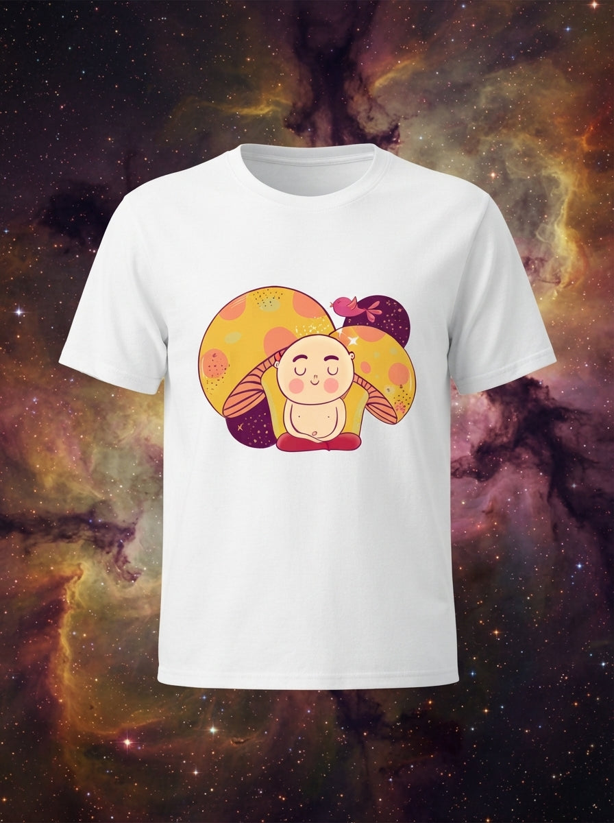Meditating Monk Graphic Printed White Tshirt
