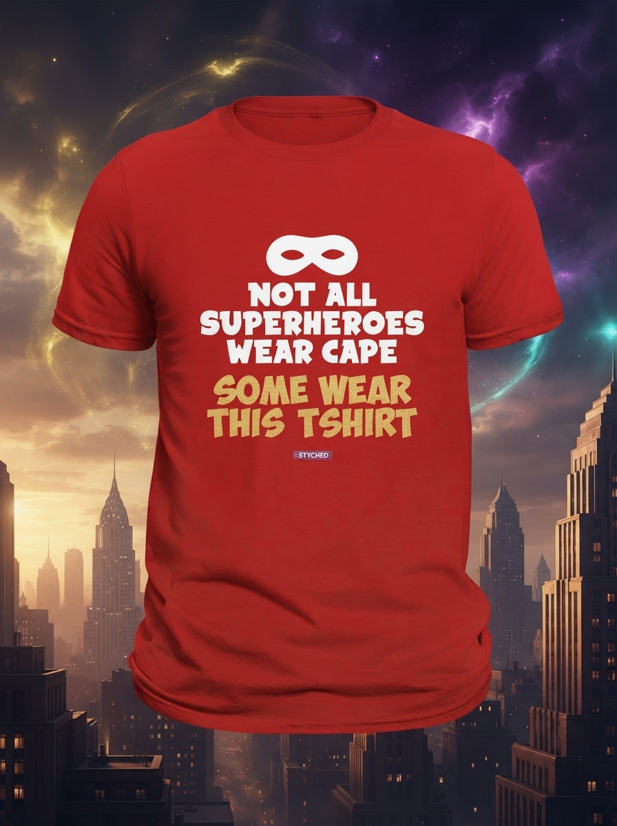 Not all Superheroes wear Cape - Quirky Graphic Red TShirt